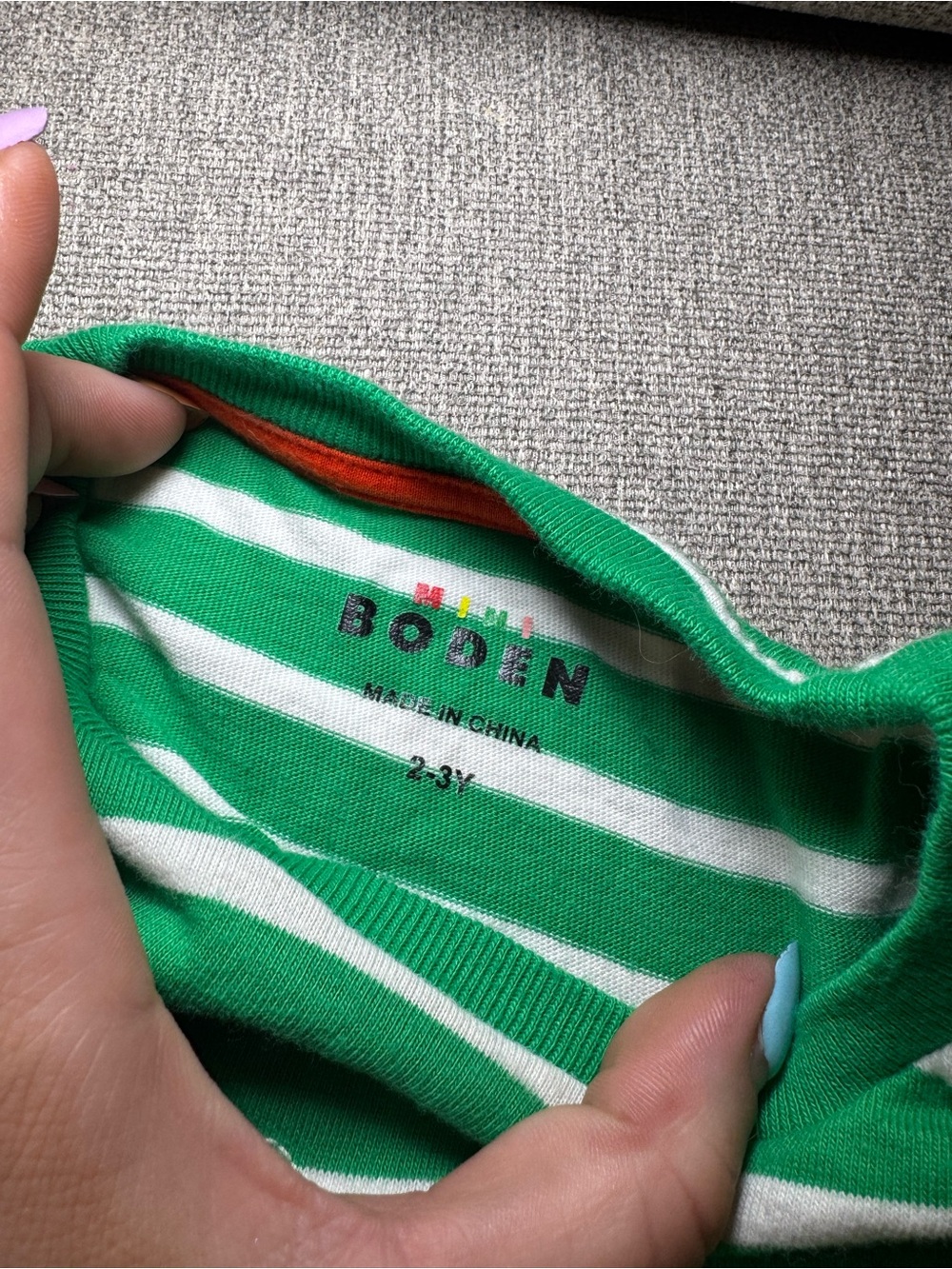Boden Kids - Green & White Striped Tee with Colorful Baboon Appliqués Size 2-3 - Picture 2 of 5